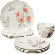 [Lenox] 883319 Butterfly Meadow Flutter 12Pc Dinnerware Set,Multicolor