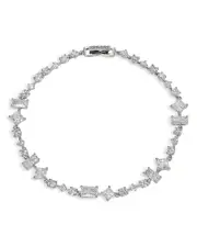 Nadri Rare Jewels Cubic Zirconia Flex Bracelet in Rhodium Plated