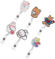 Tofficu 6pcs Cartoon Retractable Nurse Badge Reel Clip Fun Badge Holder for Teachers Students Styles Easy Clip Design for Id Cards Business Cards Nurses