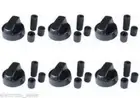 BLACK COOKER OVEN HOB CONTROL KNOB & ADAPTORS FOR BELLING NEW WORLD STOVES x 6