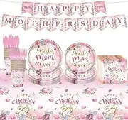 98pcs Mothers Day Party Plate Set Serve 16
