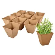 50Pcs Square Peat Pots Plant Starter Nursery Pots for Seedings Garden 8cm