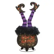 44'' Collapsible Lighted LED Cauldron w/ Witch's Legs Home Fun Halloween Decor