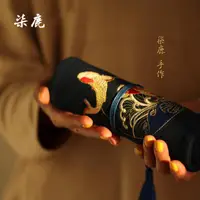 在飛比找樂天市場購物網優惠-筆袋 吉祥錦鯉刺繡筆簾卷筆袋大容量鋼筆文具袋男女送老師的畢業