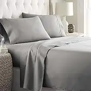 2000TC ForZzz Ultra-Soft All AU Size 4 Pieces Flat Fitted Bed Sheet Set/AU Double Size Silver Gray/Luxury Bedding Sheets/Breathable deep Pocket Beding Set/Wrinkle & Fade Resistant