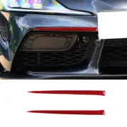 2x Red Carbon Fiber Front Face Bumper Cover Trim For Toyota Supra A90 2019-2022 (for: Toyota)