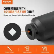 Axle Nut Impact Socket Set 1/2 inches Drive Deep 6-Point 8PCS SAE Nut Socket
