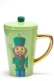 Golden Nutcracker Solider Mug Canister w/Top Holiday Decoration New