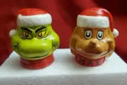 THE GRINCH Sculpted Ceramic Salt & Pepper Set Dr. Seuss NEW