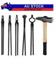 Blacksmith Tongs Tools Set Hammer Anvil Forge Knife Making Bolt Tongs Jaw tongs