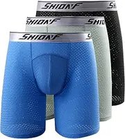 [SHIONF] Men's anti chafing Underwear Performance mesh cooling Boxer Briefs,,3-Pack