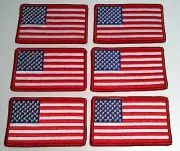 6 UNITED STATES Flag Military Patch W/ VELCRO® Brand Fastener Red Border #92