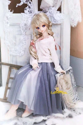 1/3SD 1/3SD16 BJD Doll Clothes Skirt Multi Piece Good Drape Fabric Light Gray