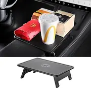 BASENOR Tesla Model 3 Model Y Center Console Table Tray Foldable Food Eating/Laptop Desk for Road Trips 2021-2024 Model Y and 2021-2023 Model 3 Interior Accessories (Not Fit 2024 Model 3)