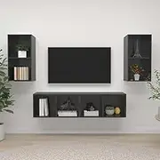 Wall Mounted TV Stands High Gloss Grey Set, Living Room Entertainment Center, Media Storage Shelf, Bedroom Furniture Cabinet, Modern Shelves