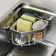 FYUIOPSCGH Sink Caddy, Stainless Steel Kitchen Sink Organizer, Dish Sponge Holder, Dish Soap Holder, Wall Mount, Dishware