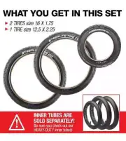 Steerling Tire Co. Jogging Stroller Tire Set One 12.5” & Two 16” Tires FREESHIP