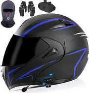 Bluetooth Modular Motorcycle Helmet DOT/ECE Approved Adult Flip Up Full Face Helmets with Dual Anti-Fog Visors I,M (57-58cm)