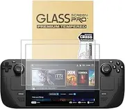Fourmor Screen Protector for Steam Deck OLED 7.4-Inch (NEW 2023) - 9H Tempered Glass Film, Anti-Scratch HD Clear, Cowhide box professional packaging，2-Pack