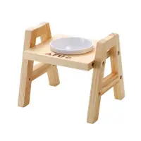 在飛比找momo購物網優惠-【毛孩王】AFU 台製單口原木餐桌 寵物碗架 寵物碗 貓碗 