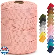 Aelfon Macrame Cord 4mm x 328yards Natural Cotton Cord Colored Macrame Rope M