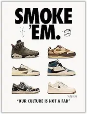 [CREAARO] Hypebeast Sneaker Poster Unframed Michael Jordan & Travis Scott - Room Decor Shoes for Boys Guys Men Wall Art Décor Aesthetic Cool Painting 12x16 inch, white