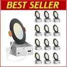 12 Pack Ultra-Thin 4 Inch Dimmable LED Recessed Lights - 5 CCT Selectable Black