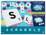 Mattel Classic Scrabble 2 Games in 1 Double-Sided Board 2-4 Players (MAT212941)