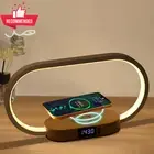 Bedside Table Lamp w/ Wireless Charger & Clock - Touch Control LED, Dimmable