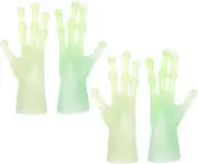 2 Pairs Alien Finger Cover Digital Adult Fart Tube Makeup Fake Face Spring Adult Kit Tiny Doll Congrats Cap Handicraft Label Gloves Mini Kits Finger Prank Pvc Light Green