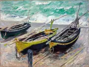 Three fishing boats sea Claude Monet Tile Mural Kitchen Backsplash Ceramic 10x8