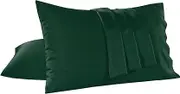 Bamboo Pillow Cases Set of 2 - Cooling Pillowcase 2 Pack with Envelope Closure, Cool Chill & Breathable Pillow Case (20"X30"-Pillowcase(2pc),Forest Green)