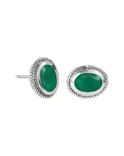 Tiramisu Silver 1.50 ct. tw. Green Onyx Earrings