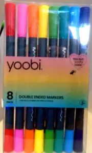 YOOBI markers 8 Pack Double Ended brush and fine tip