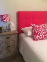 FUN BEDHEADS King Single Size Hot Pink Button Upholstered Bedhead