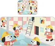 Cooling Baby Mattress pad 28" x 52" Ultra Soft Bed Pads Washable for Baby&Toddler Cartoon Red Firefighter Puppy