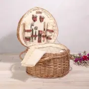 PICNIC TIME Heart Wicker Picnic Basket, 2 Person Set, Couple Gifts