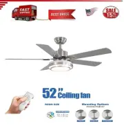 Ventilador de techo con control remoto de luces, 52 pulgadas, níquel cepillado