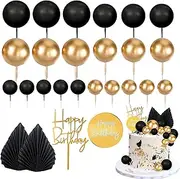 AGDSCVNG Cake Toppers Happy Birthday Cake Decorations (Black Boho Cake Toppers)