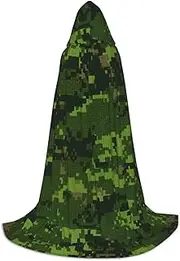 VPPUR Green Army Digital Camouflage Print Unisex Hooded Cloak For Carnival Theme Party Decorations Witch Costume Cosplay