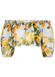 Cara Cara Dana Off-the-shoulder Printed Cotton Cropped top - Multicoloured - XS XS