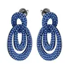 NIB AUTHENTIC SWAROVSKI Tigris Pierced Earrings Blue Ruthenium plated 5535899