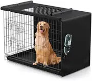 BROSYDA Dog Crate Cover, Kennel Cover Fits 48 inch Wire Crate, Heavy Duty 600D Oxford Fabric Dog Cage Cover with Top Window and Drinking Hole Design, Black, (Cover Only)