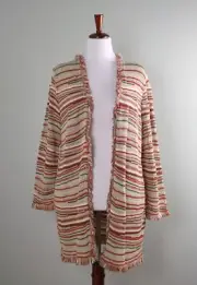 CHICO'S NWT $119 Textured Zig Zag Fringe Cardigan Sweater Top Size 2 US Large