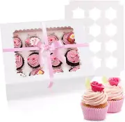 6 Pack Cupcake Boxes Hold 12 Standard Cupcakes, Food Grade Cupcake Holders Baker