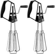 Leona Co Stainless Steel Manual Hand Mixer – Rotary Whisk Beater with Plastic Handle for Mixing Dough, Eggs, Cream & Batter – Non-Electric Kitchen Tool for Home, Camping & Baking – 6.5x25.5CM (2)