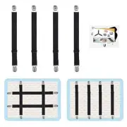 4Pcs Adjustable Bed Sheet Straps Clips, Elastic Mattress Sheet 4pcs-black