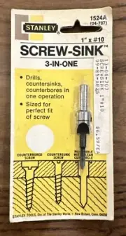 VINTAGE Stanley Drill & Countersink 1” x #10 (04-707) NEW OLD STOCK!