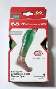 ***McDavid Reflective Compression Calf Sleeves/Pair (Size: M) Bright Green***