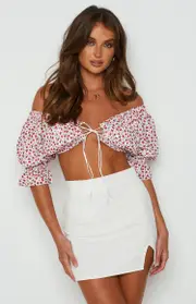 Alannah Crop Top White Floral